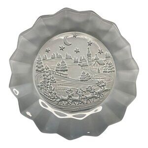 Mikasa Christmas Silent Night 9" Frosted Glass Serving Dish Platter~No Box L2 06